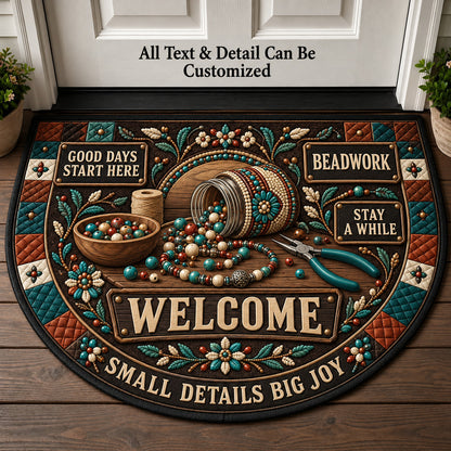 Beadwork Personalized Half Round Mat | 5To9Vibe