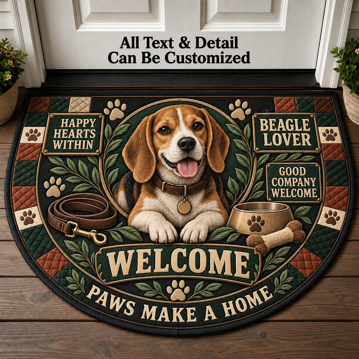 Beagle Lover Personalized Half Round Mat | 5To9Vibe