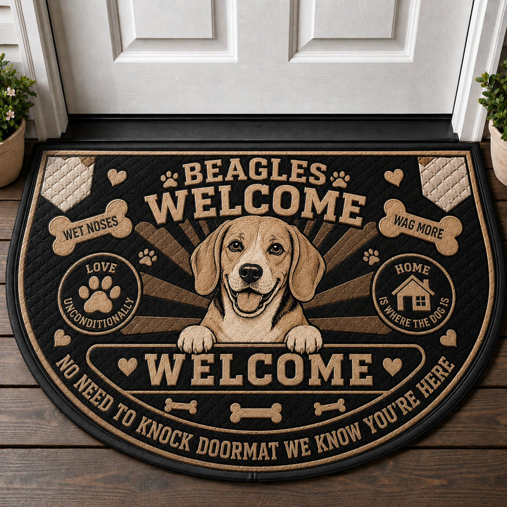 Beagle Dog Breed Lover Quilted Print Premium Welcome Mat – Personalized Doormat