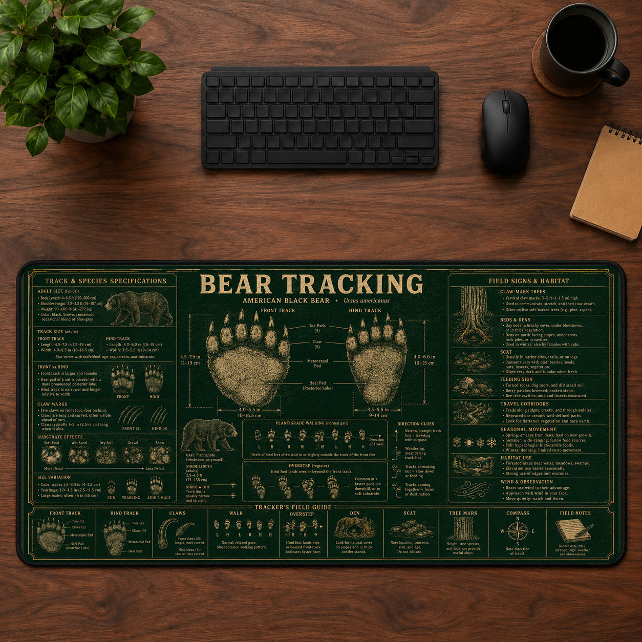 Bear Tracking Desk Mat Mouse Pad | 5To9Vibe