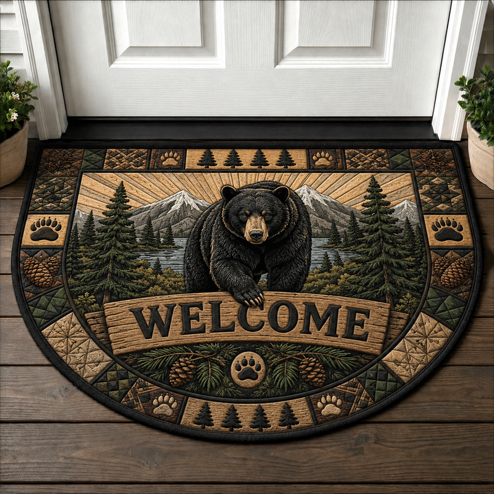 Bear Welcome Mat – Rustic Wilderness Nature Outdoor Doormat - 5to9vibe