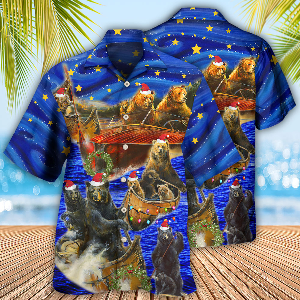 Bear Floats Boats Merry Christmas - Hawaiian Shirt 
