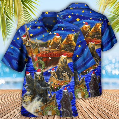 Bear Floats Boats Merry Christmas - Hawaiian Shirt 