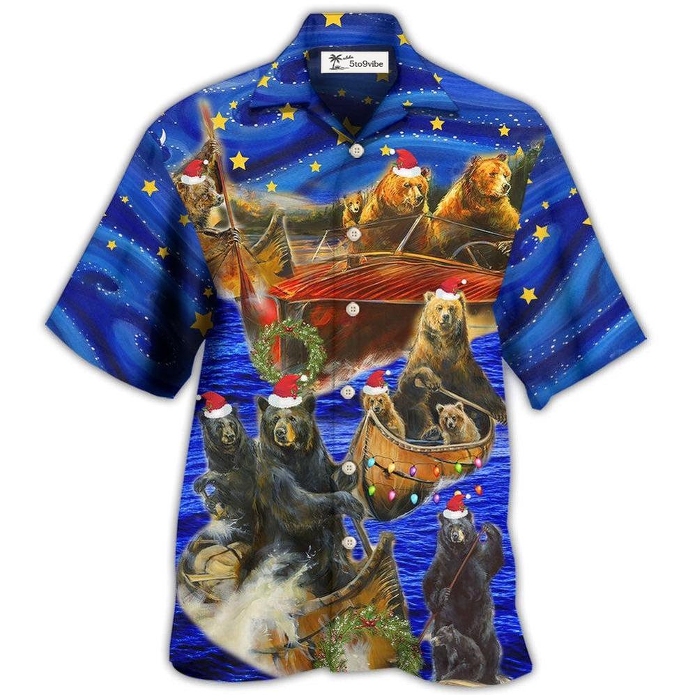 Hawaiian Shirt / Adults / S Bear Floats Boats Merry Christmas - Hawaiian Shirt 