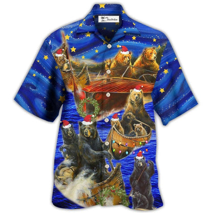 Hawaiian Shirt / Adults / S Bear Floats Boats Merry Christmas - Hawaiian Shirt 