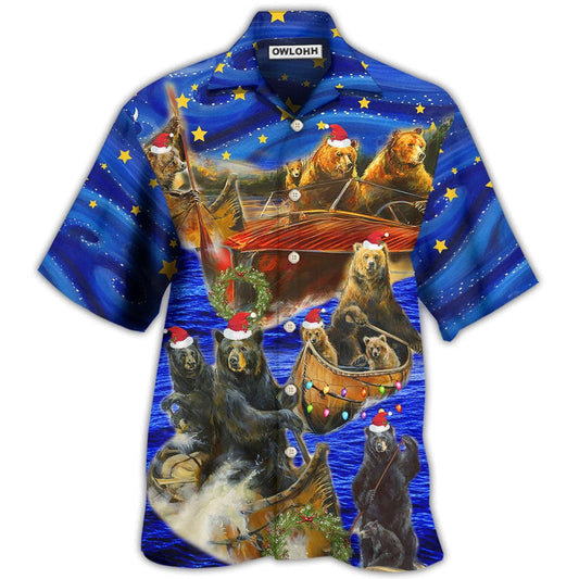 Hawaiian Shirt / Adults / S Bear Floats Boats Merry Christmas - Hawaiian Shirt 