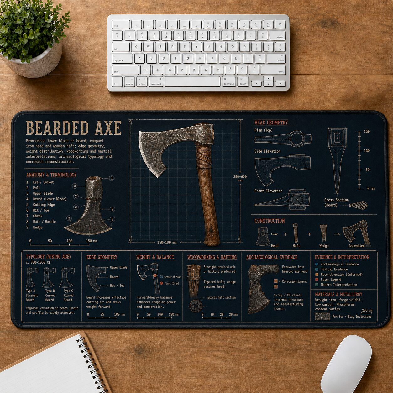 Bearded Axe Viking History and Culture Guide Desk Mat | 5To9Vibe