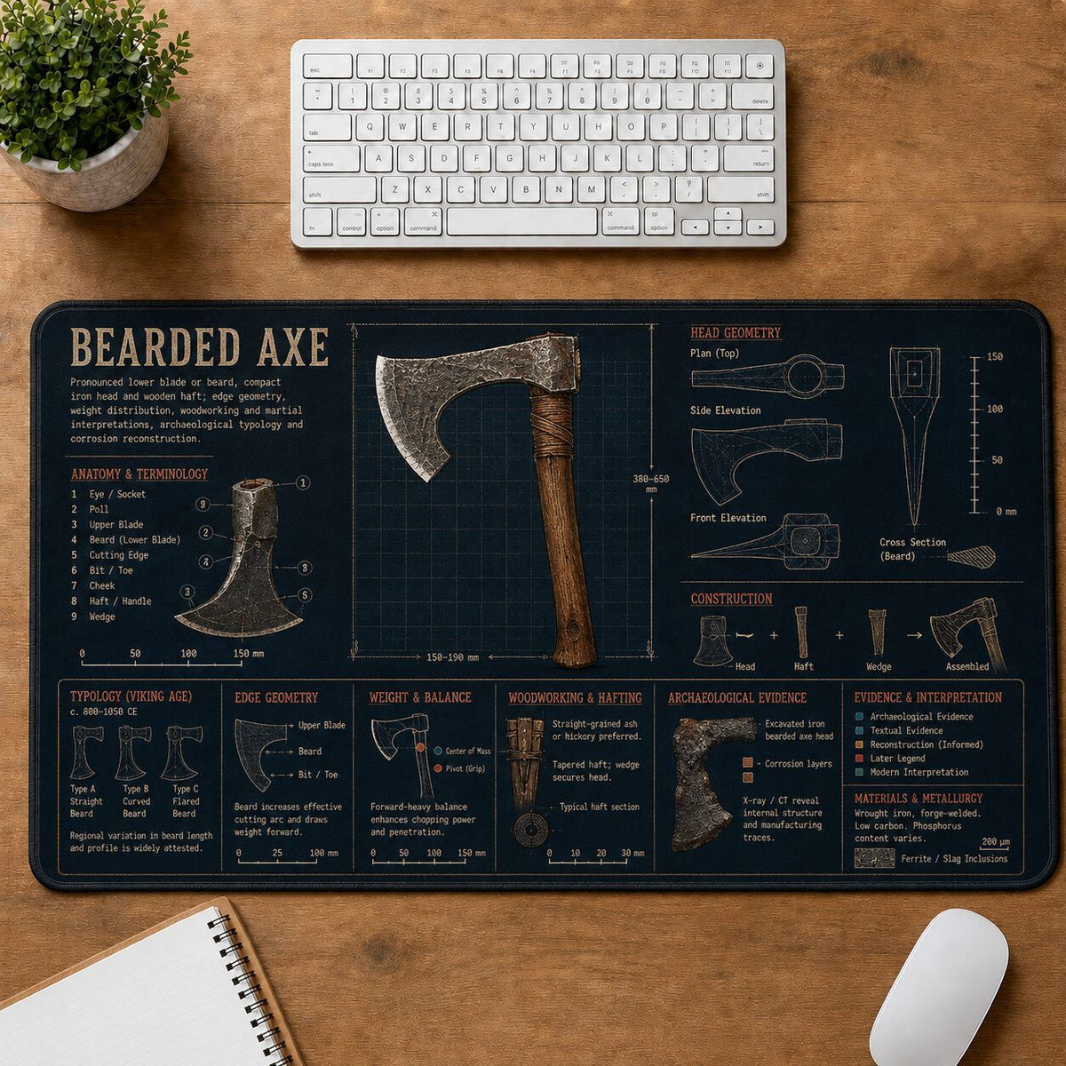 Bearded Axe Viking History and Culture Guide Desk Mat | 5To9Vibe