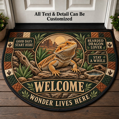 Bearded Dragon Lover Personalized Half Round Mat | 5To9Vibe