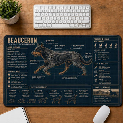 Beauceron Dog Breed Visual Guide Desk Mat | 5To9Vibe