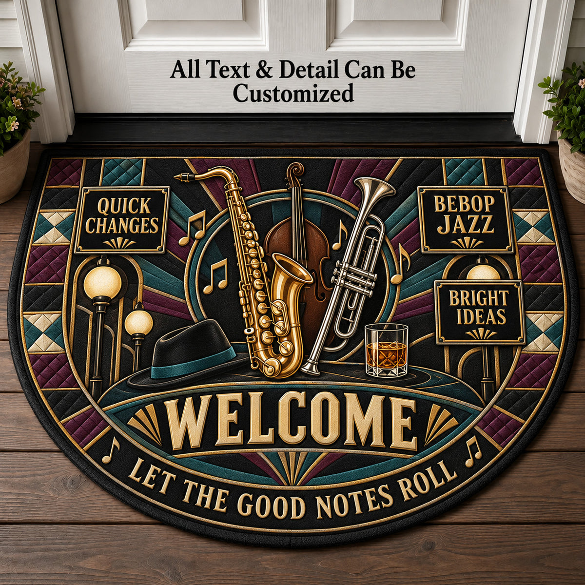 Bebop Jazz Personalized Half Round Mat | 5To9Vibe