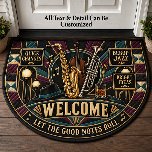 Bebop Jazz Personalized Half Round Mat | 5To9Vibe