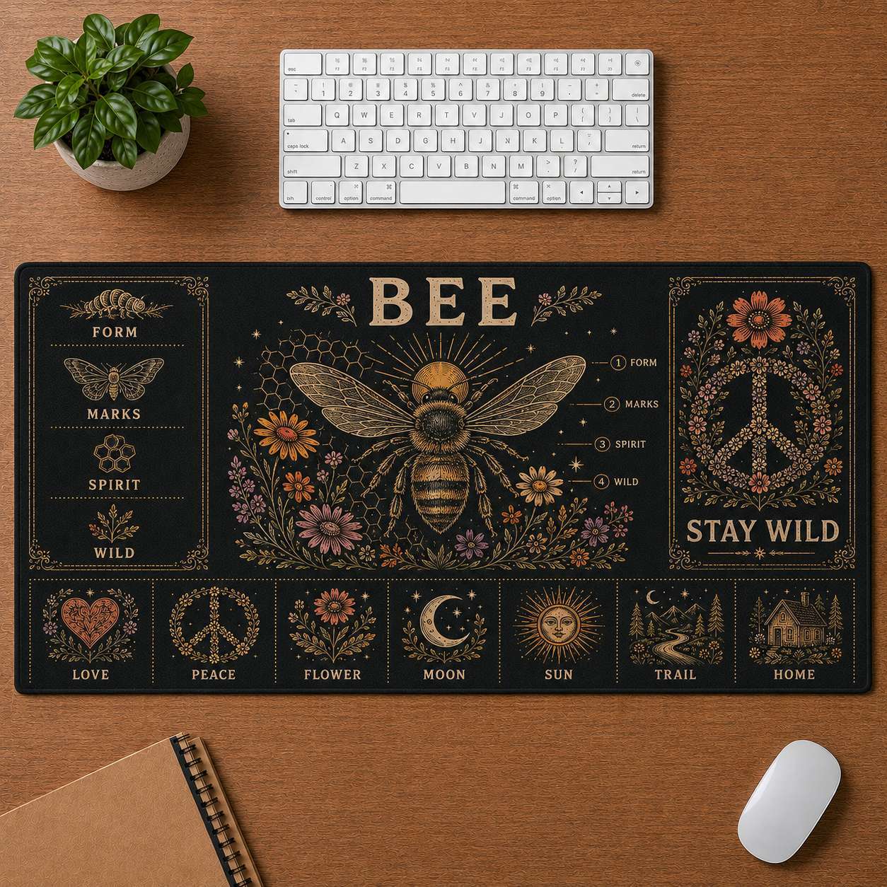 Elephant Hippie Desk Mat Mouse Pad | 5To9Vibe - Bee style