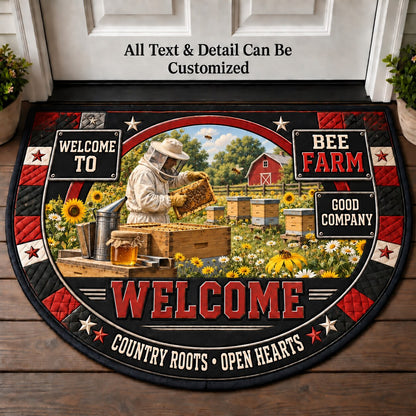 Bee Farm Personalized Half Round Mat | 5To9Vibe