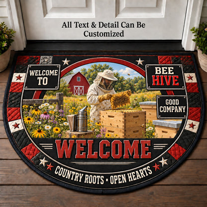 Bee Hive Personalized Half Round Mat | 5To9Vibe