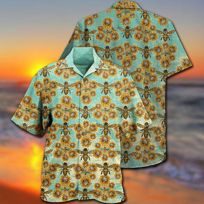 Bee Loves Sunflowers - Hawaiian Shirt 