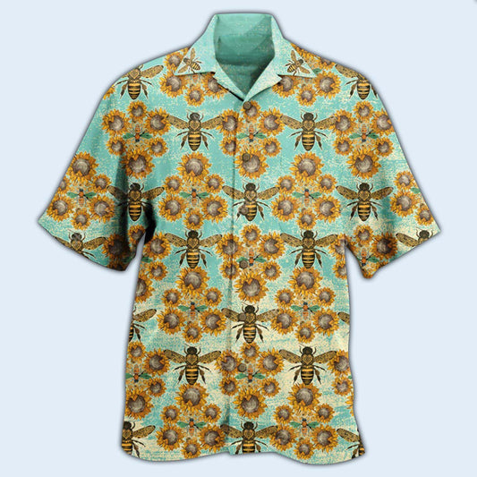 Bee Loves Sunflowers - Hawaiian Shirt 