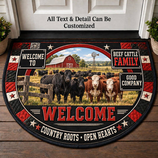 Beef Cattle Family Personalized Half Round Mat | 5To9Vibe