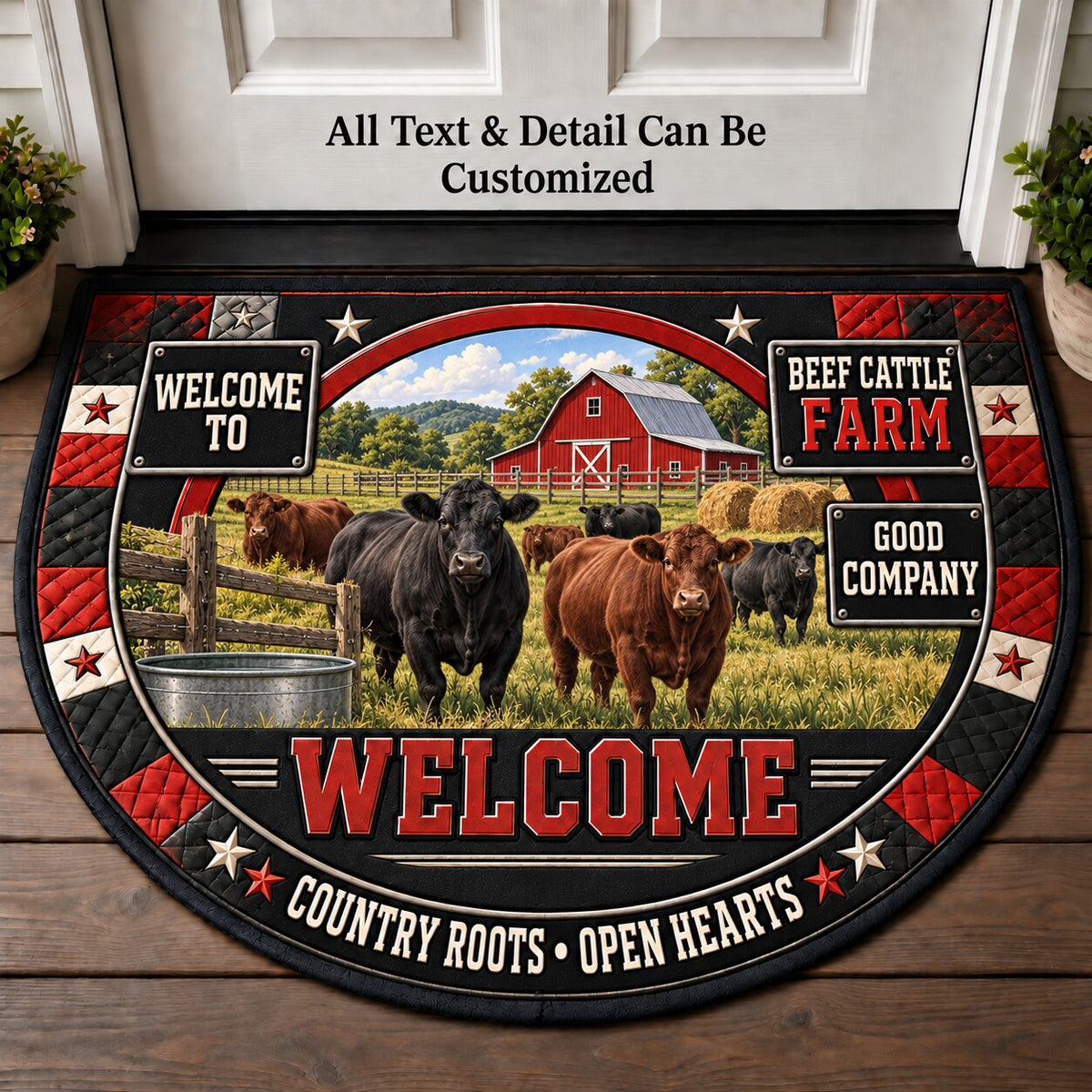 Beef Cattle Farm Personalized Half Round Mat | 5To9Vibe