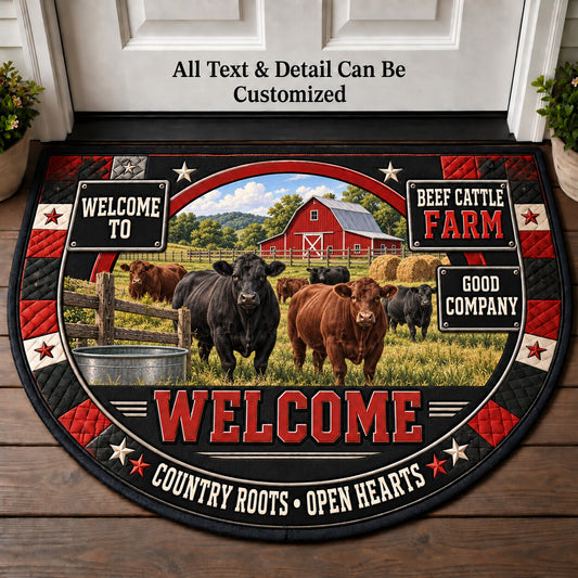 Beef Cattle Farm Personalized Half Round Mat | 5To9Vibe
