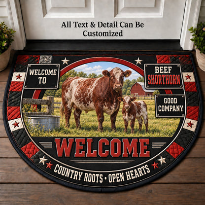 Beef Shorthorn Personalized Half Round Mat | 5To9Vibe
