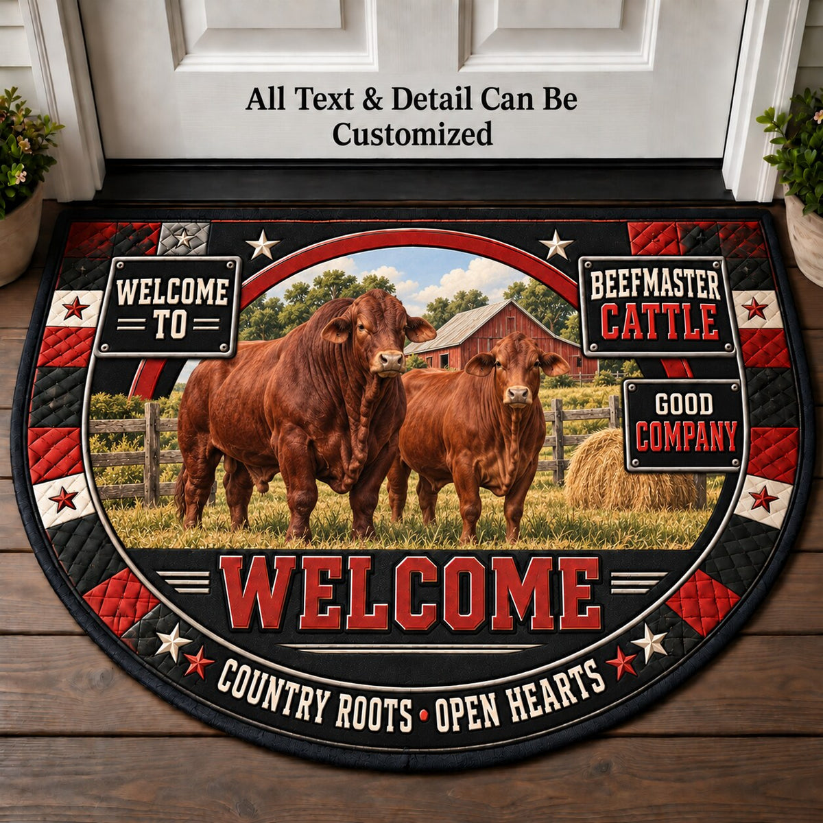 Beefmaster Cattle Personalized Half Round Mat | 5To9Vibe