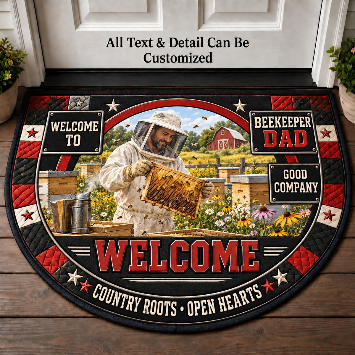 Beekeeper Dad Personalized Half Round Mat | 5To9Vibe