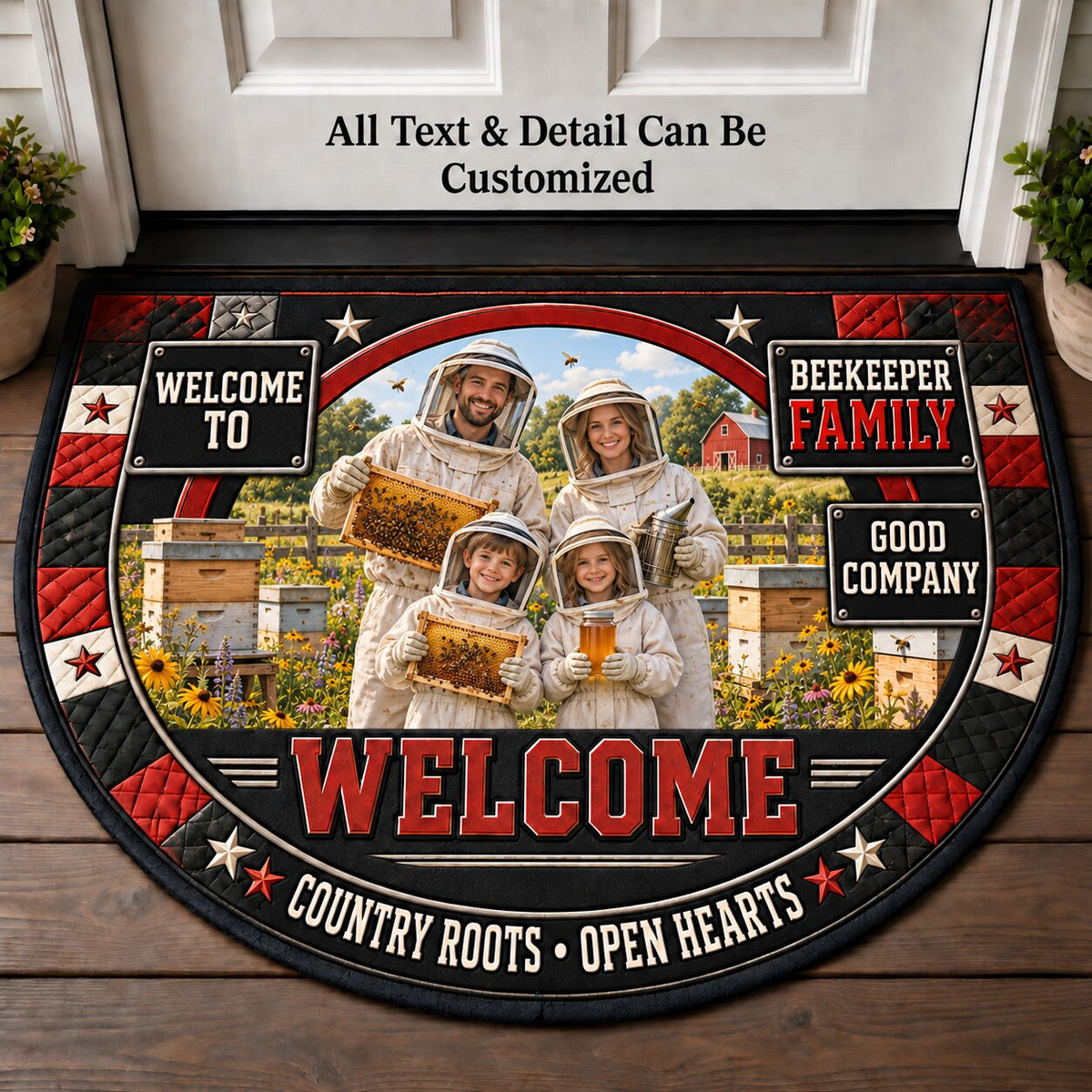 Beekeeper Family Personalized Half Round Mat | 5To9Vibe