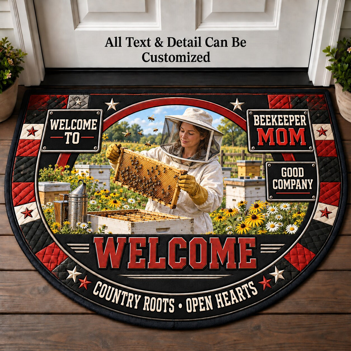 Beekeeper Mom Personalized Half Round Mat | 5To9Vibe