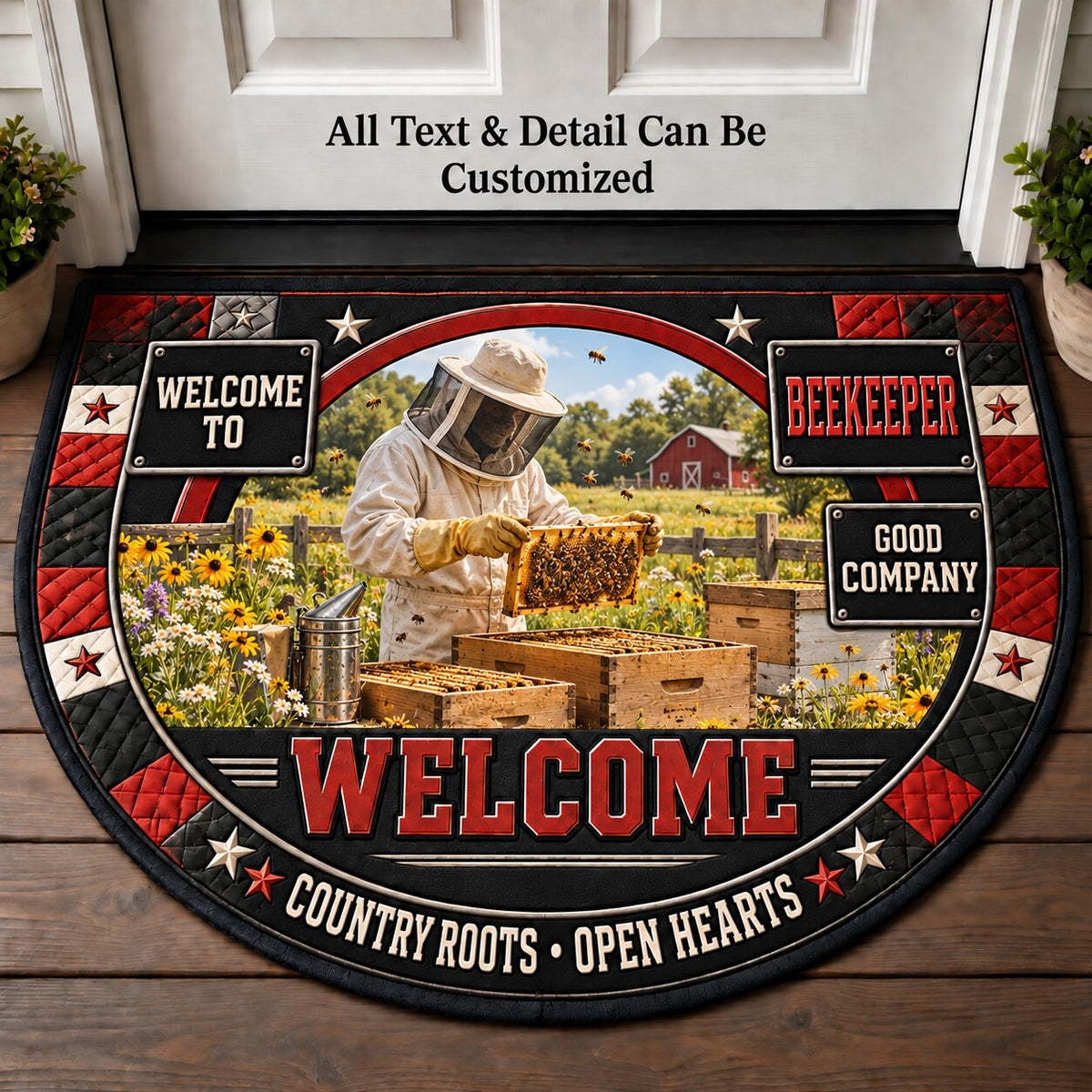 Beekeeper Personalized Half Round Mat | 5To9Vibe