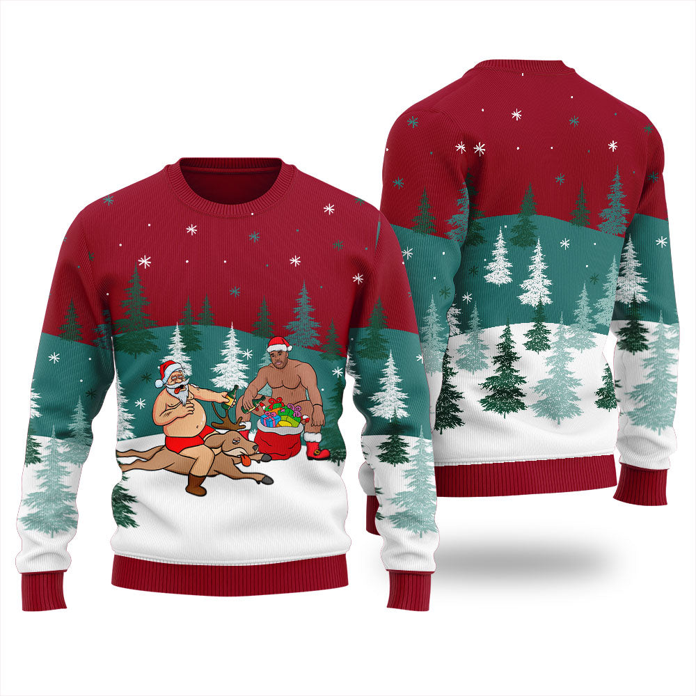 Beer Party Santa Barry Wood Ugly Sweater