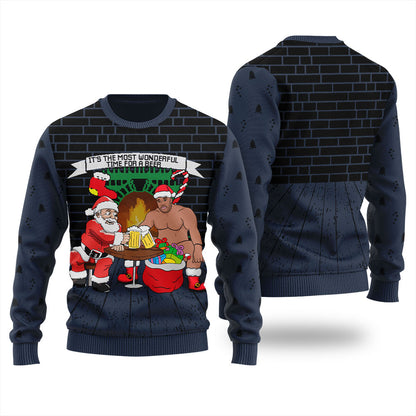 Barry Wood Drinking With Santa Men's Ugly Christmas Sweater