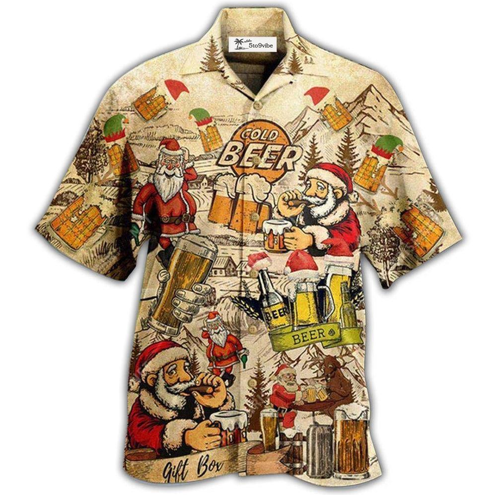 Hawaiian Shirt / Adults / S Beer Drinking Beer With Santa Claus - Hawaiian Shirt 