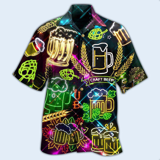 Beer It's Beer O'clock Neon Style - Hawaiian Shirt 