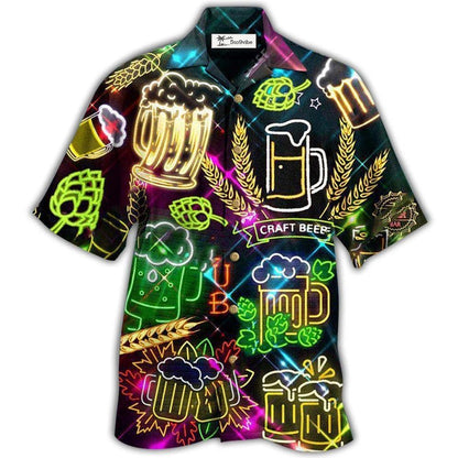 Hawaiian Shirt / Adults / S Beer It's Beer O'clock Neon Style - Hawaiian Shirt 