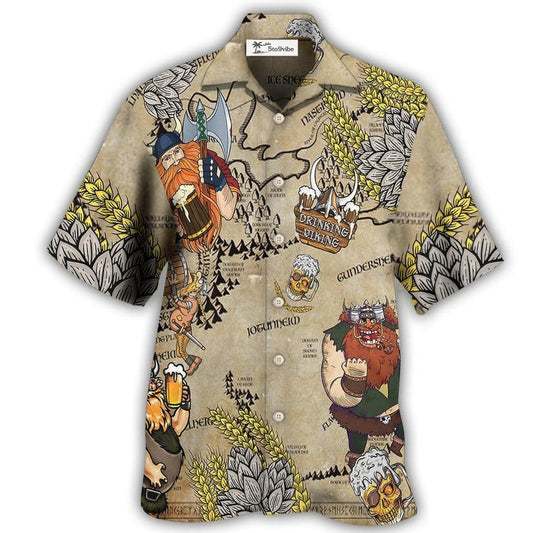 Hawaiian Shirt / Adults / S Beer Viking Drinking Beer - Hawaiian Shirt 