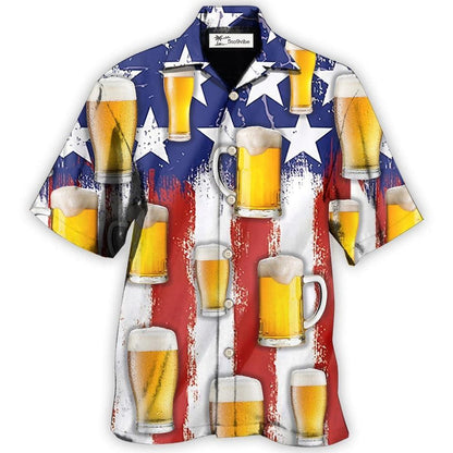 Hawaiian Shirt / Adults / S Beer Independence Day Happy - Hawaiian Shirt 