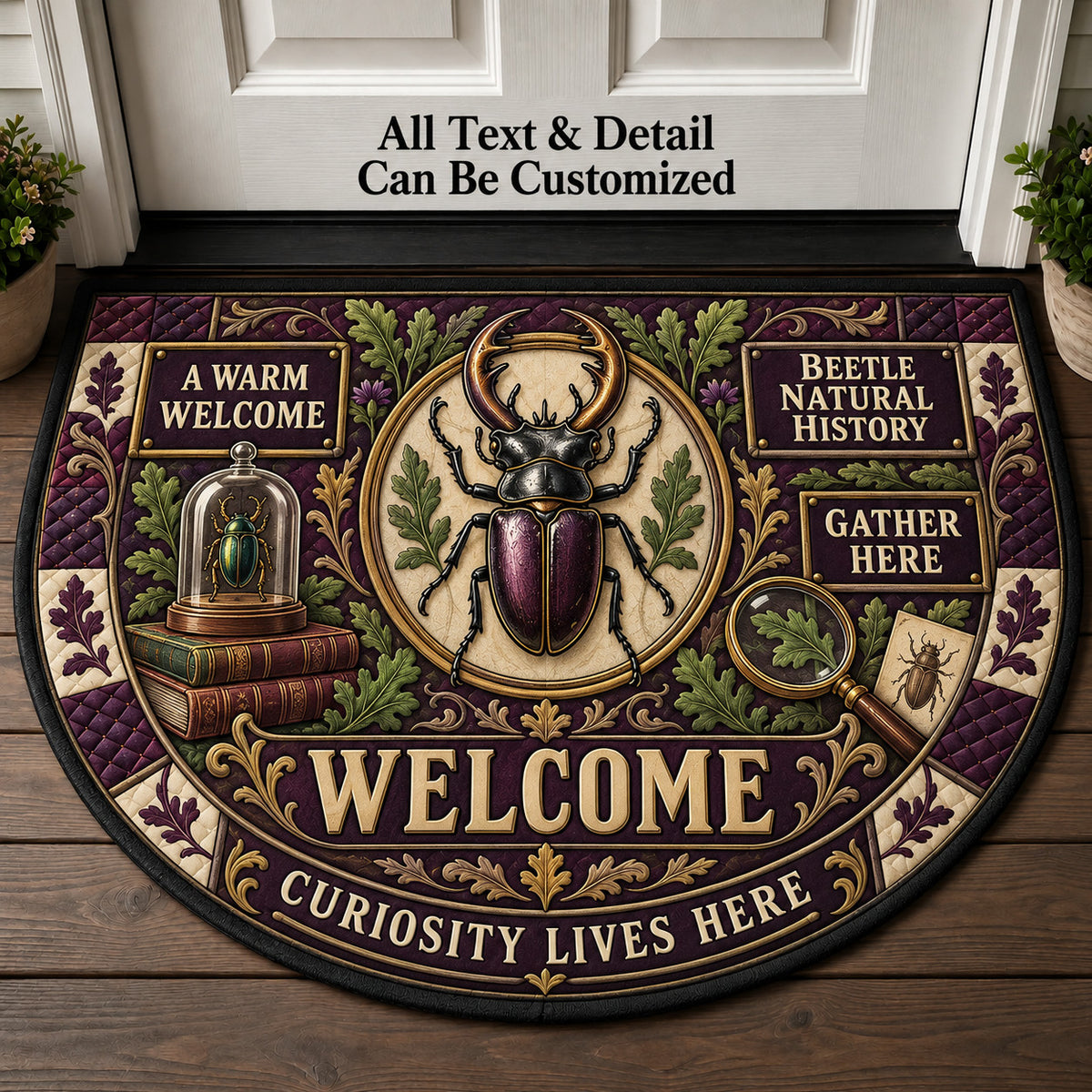 Beetle Natural History Personalized Half Round Mat | 5To9Vibe