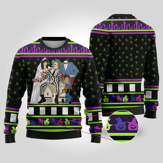 Beetlejuice Halloween Sweater Black