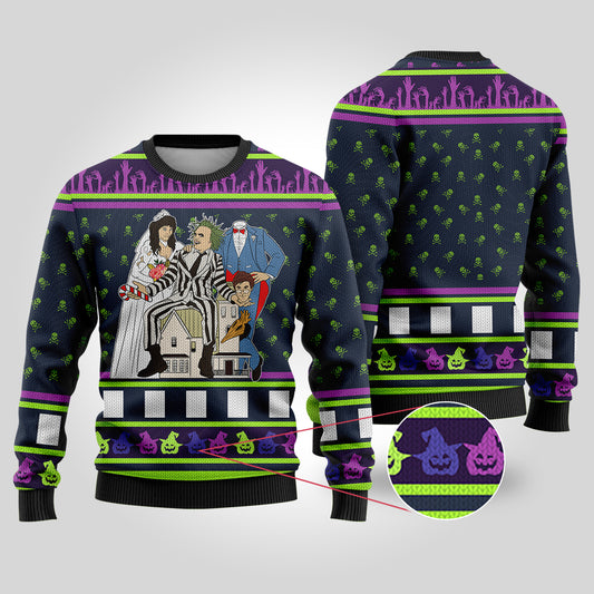 Beetlejuice Halloween Sweater Navy