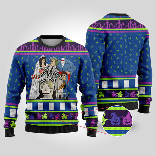 Beetlejuice Halloween Sweater Royal