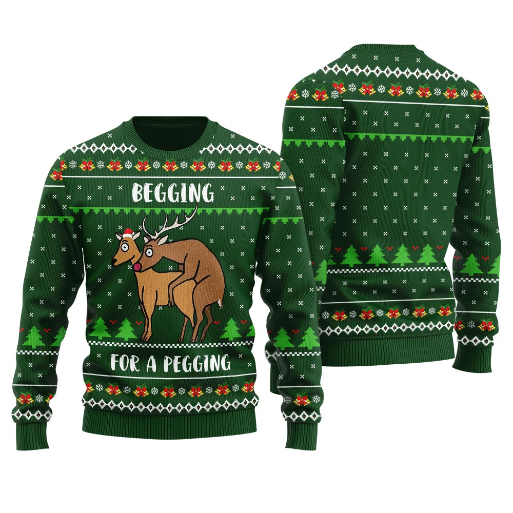 Begging For A Pegging Reindeer Naughty Ugly Sweater