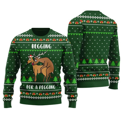 Begging For A Pegging Reindeer Naughty Ugly Sweater