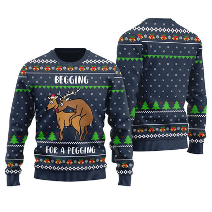 Begging For A Pegging Reindeer Naughty Ugly Sweater