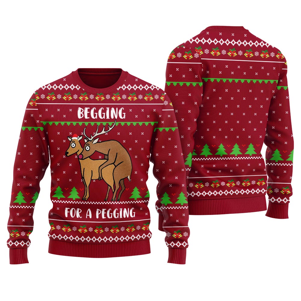 Begging For A Pegging Reindeer Naughty Ugly Sweater