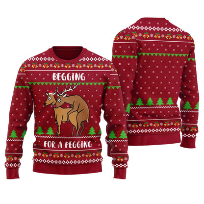 Begging For A Pegging Reindeer Naughty Ugly Sweater