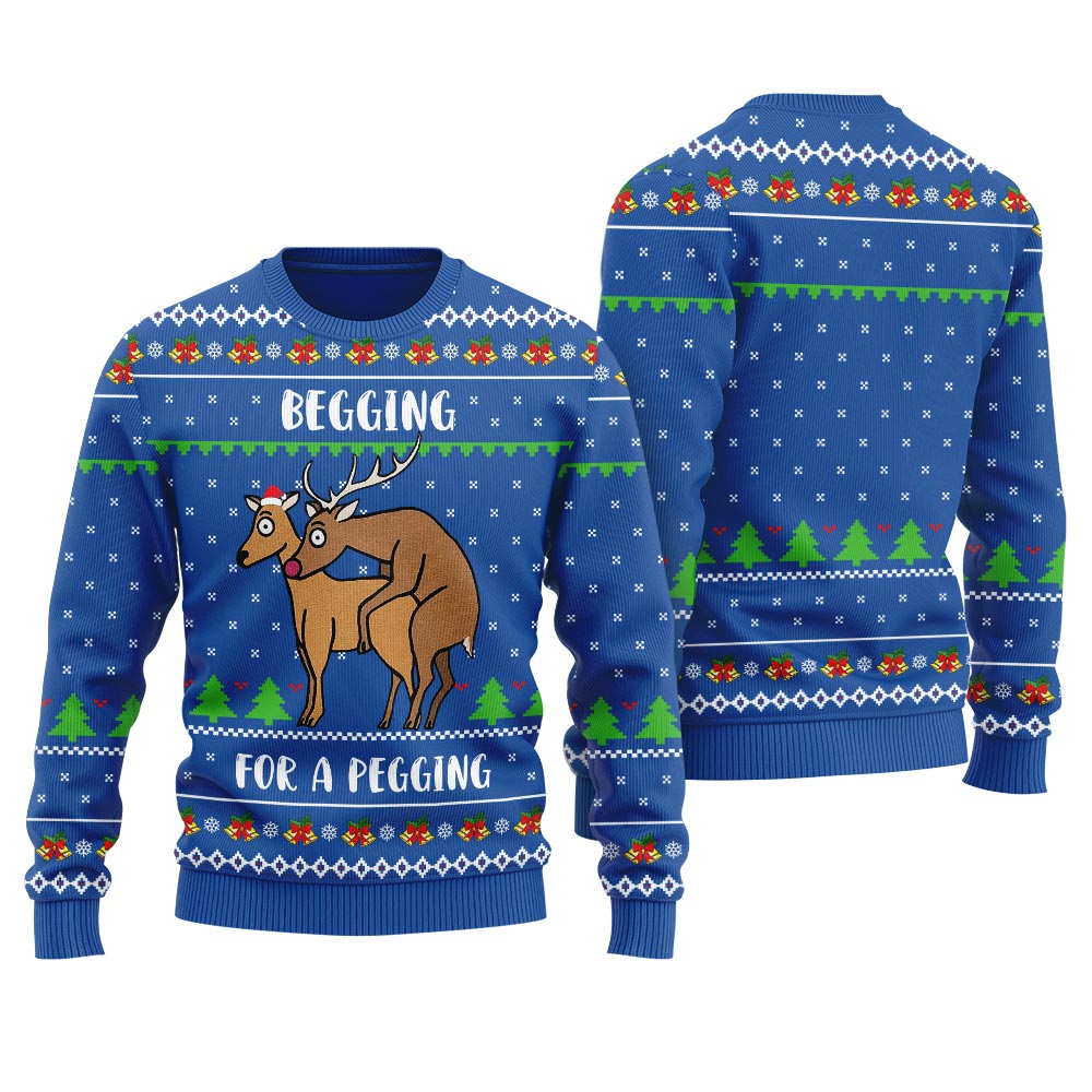 Begging For A Pegging Reindeer Naughty Ugly Sweater