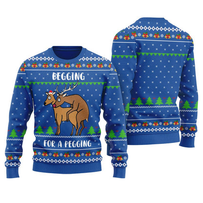 Begging For A Pegging Reindeer Naughty Ugly Sweater