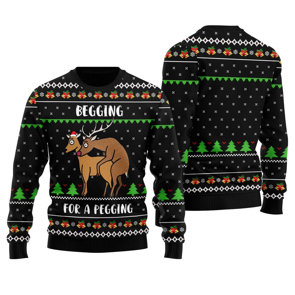 Begging For A Pegging Reindeer Naughty Ugly Sweater
