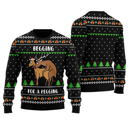 Begging For A Pegging Reindeer Naughty Ugly Sweater